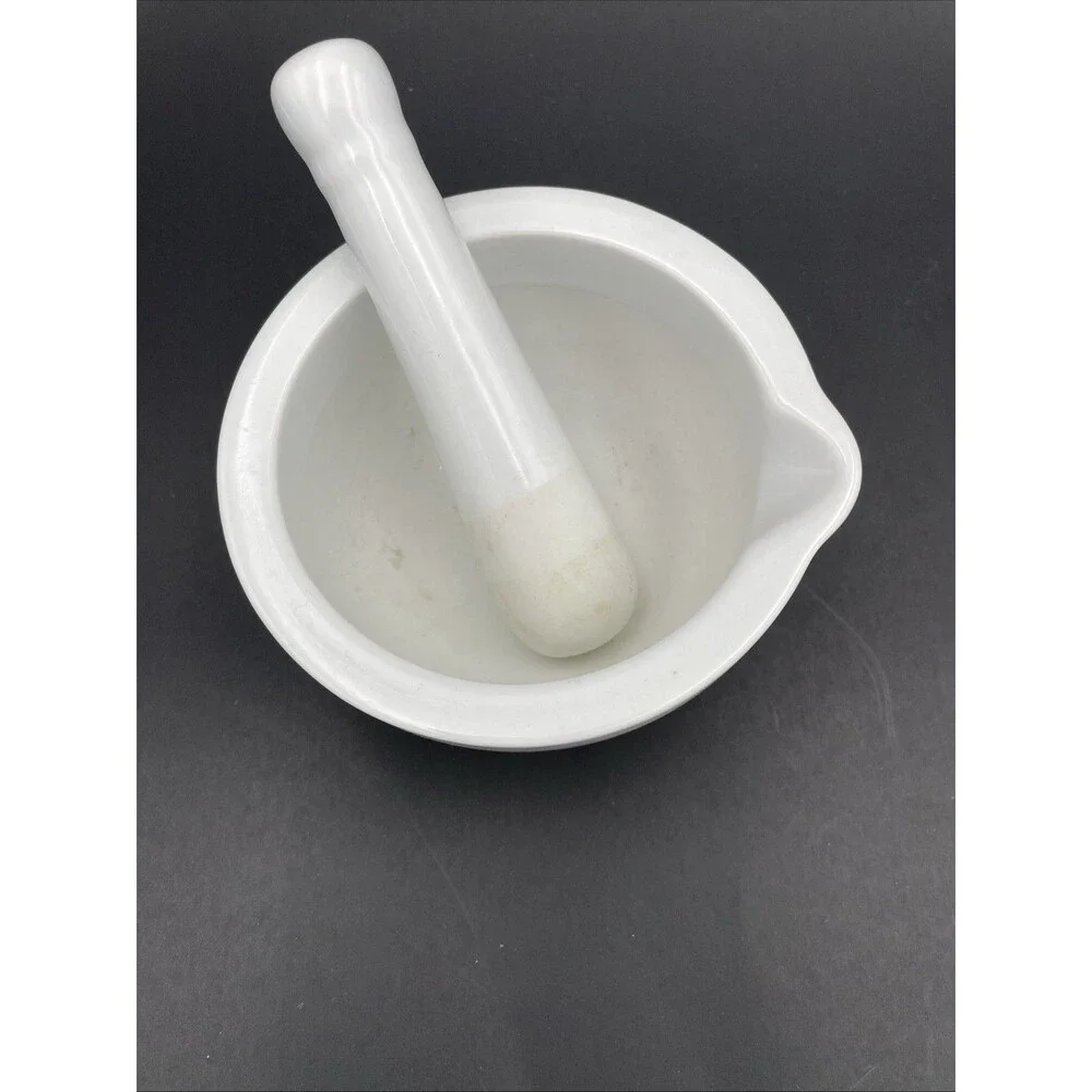 Vintage Porcelain/Ceramic Mortar and Pestle - White - Small 3.5